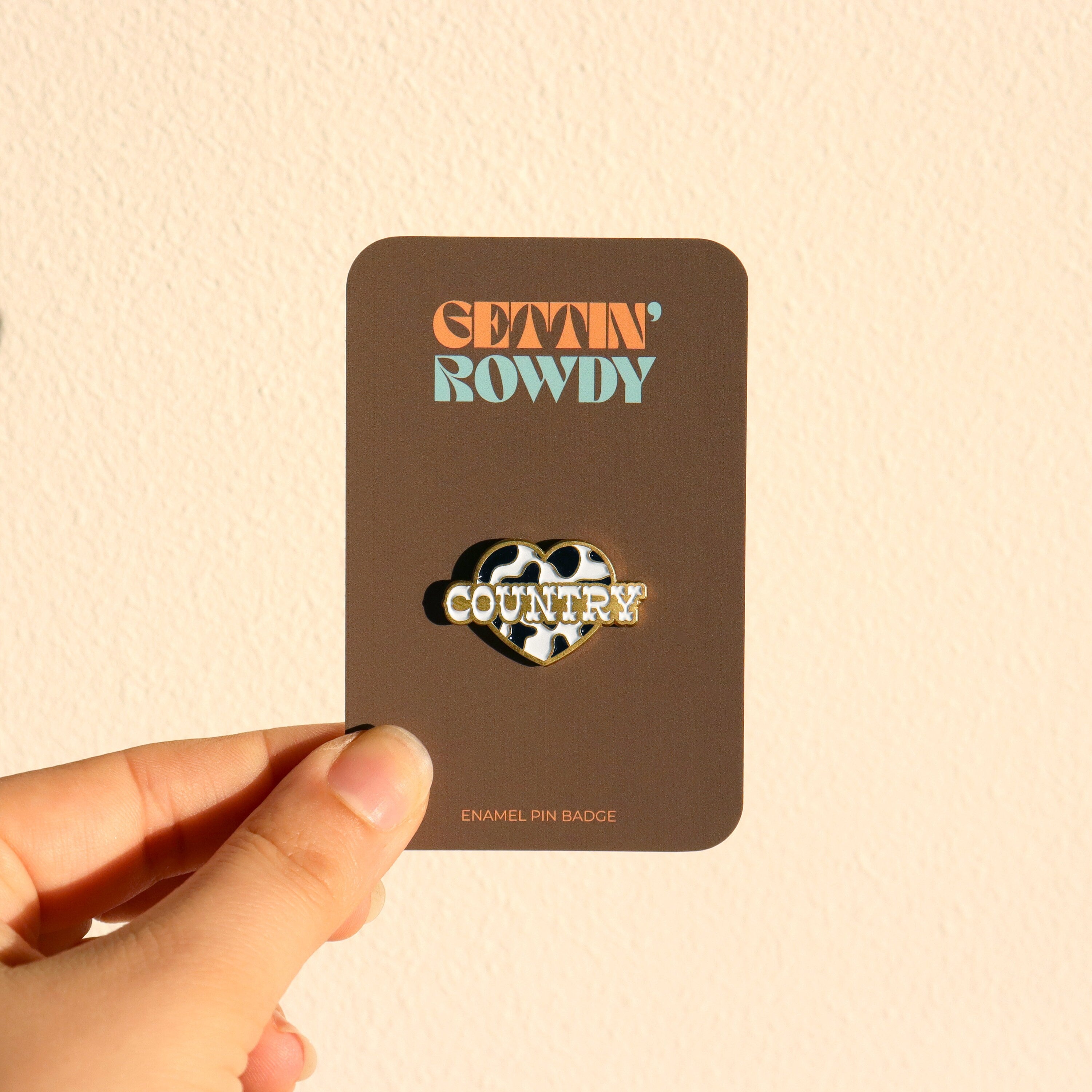 Cow Print Heart Enamel Pin