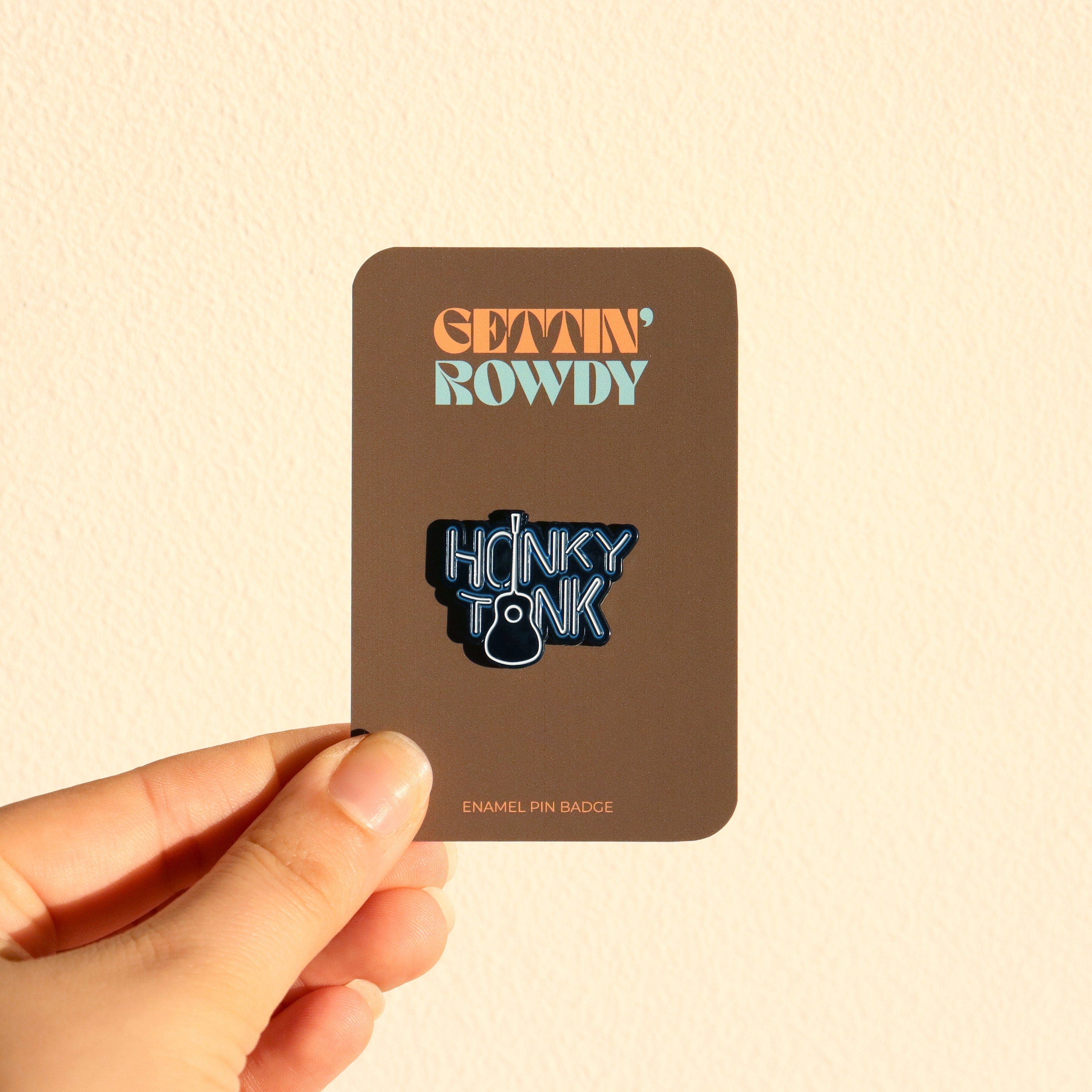 Blue Neon Sign Honky Tonk Enamel Pin – Glow-in-the-Dark