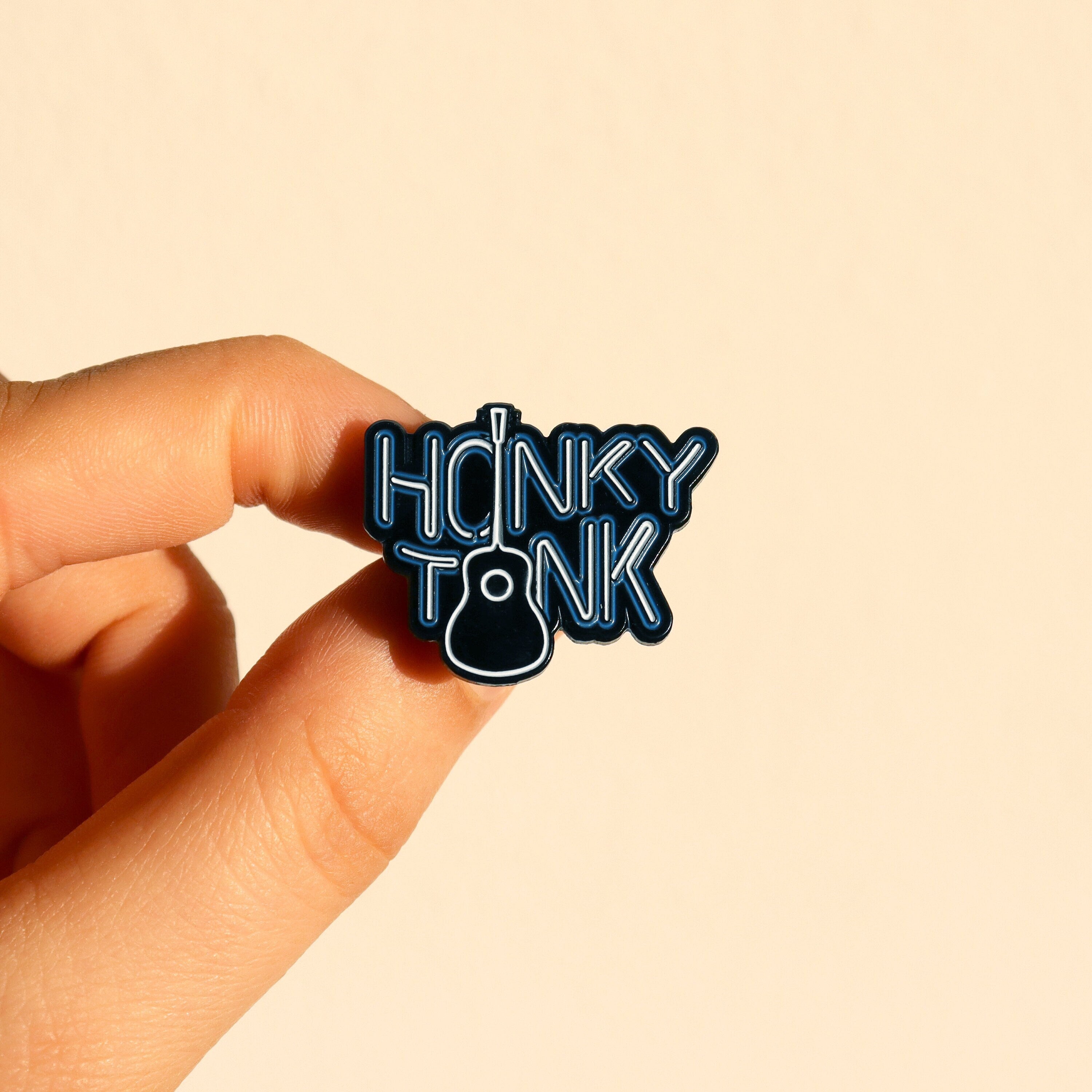 Blue honky tonk neon sign enamel pin