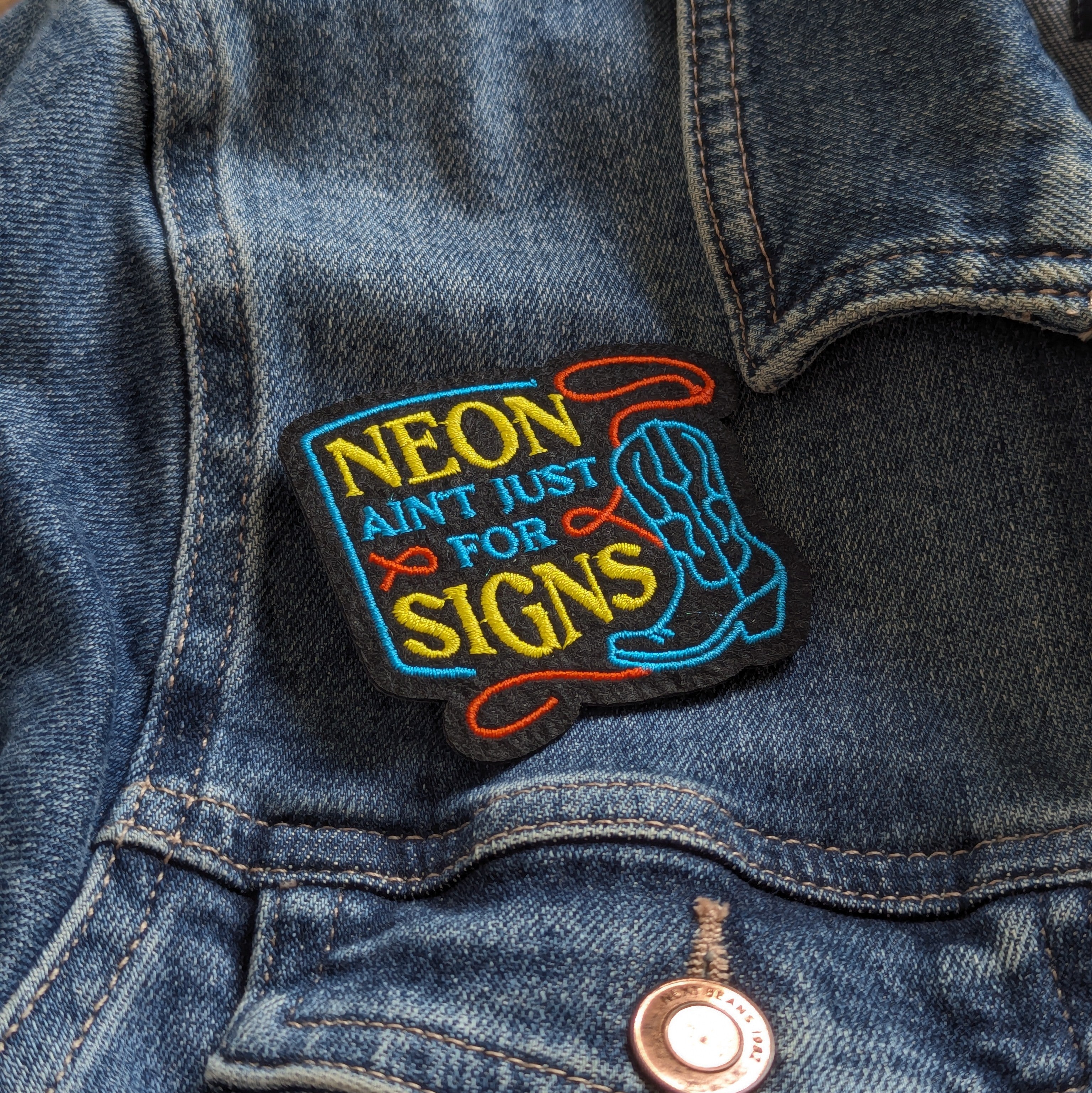 Neon Ain’t Just For Signs Cowboy  | Honky Tonk Neon Sign Embroidered Iron On Patch