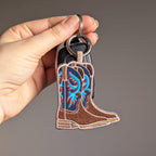 Western style embroidered boots keychain for country music fans