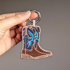 Western style embroidered boots bag charm for country music fans