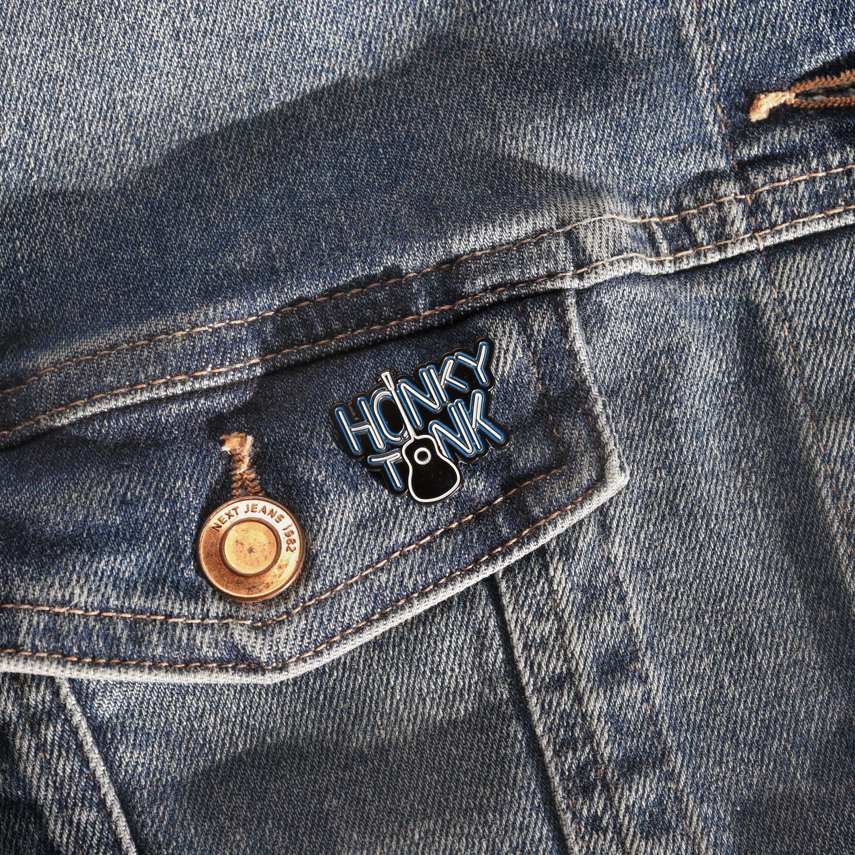 Nashville Broadway neon sign pin badge for country music fans