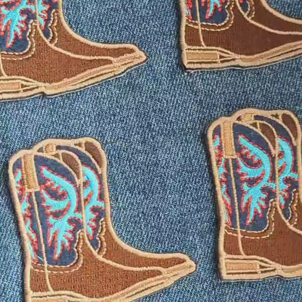 Cowboy Boots Embroidered Iron On Patch